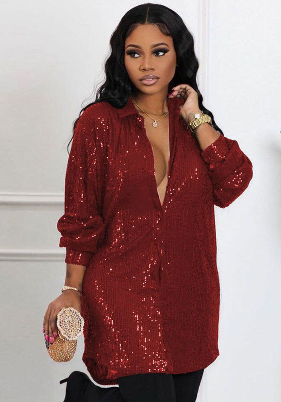 sequin shirt dress